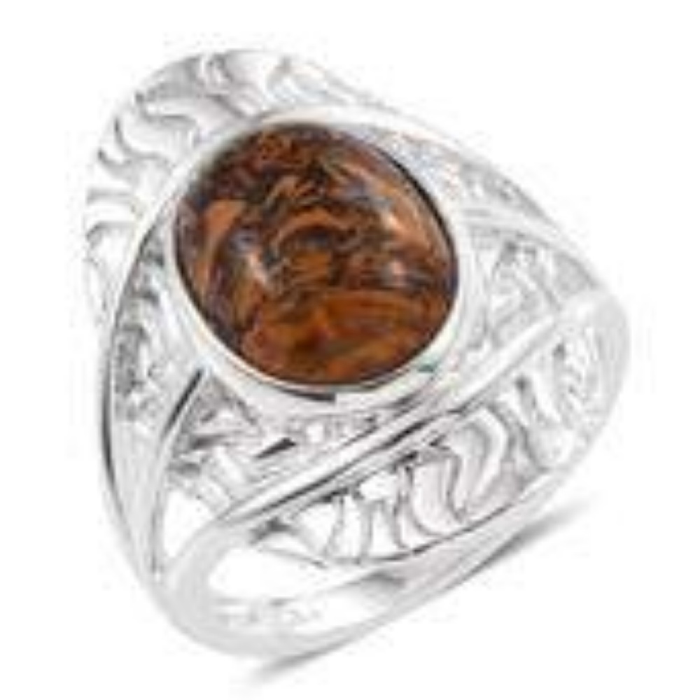 Script Stone Platinum Brass Ring NWT!